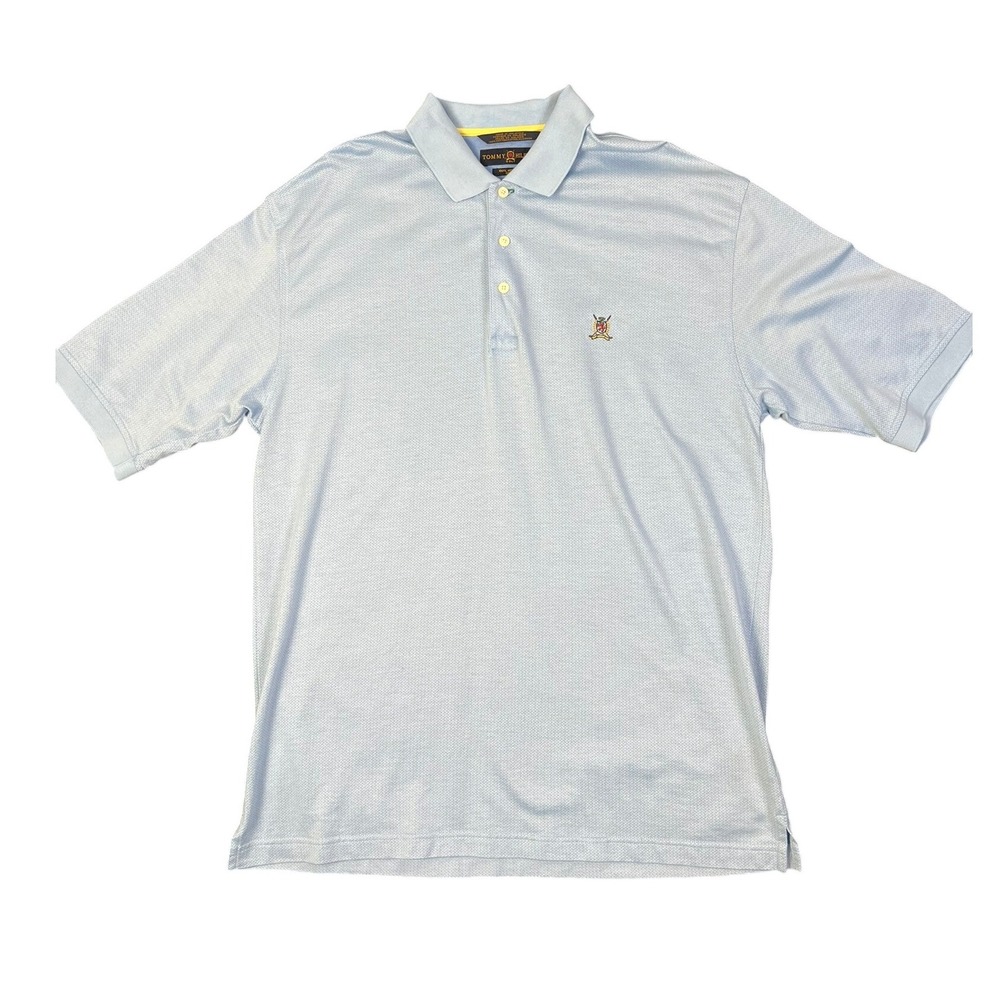 Tommy Hilfiger Preppy Golf Polo Shirt 100% Cotton Light Blue Short Sleeve XL